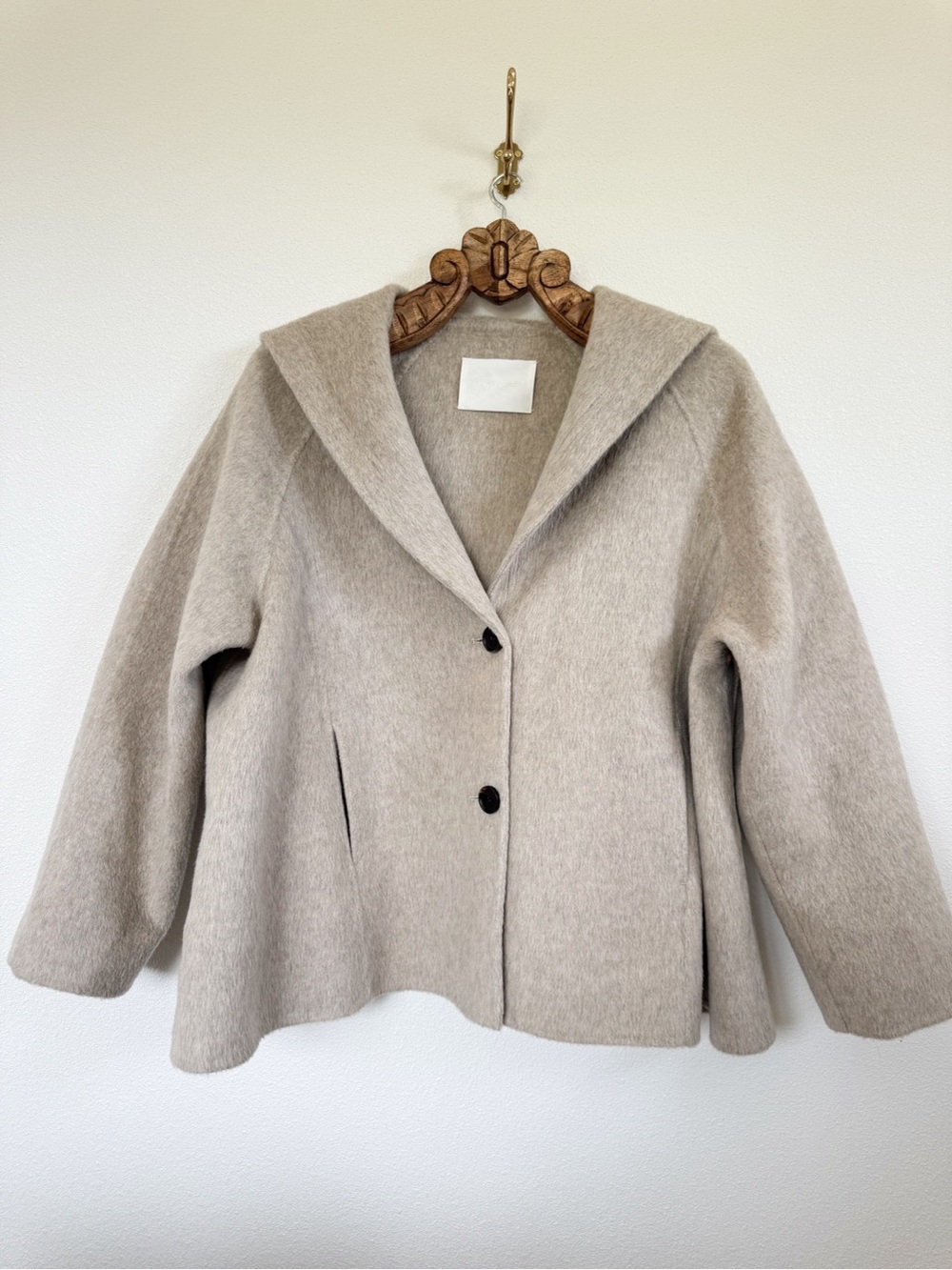 ITMIXXO 100% Wool Korean Minimalist Oatmeal Sailor Collar Jacket Coat
